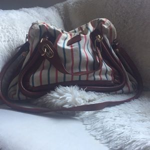 Chloe Paraty large stripped canvas party handbag
